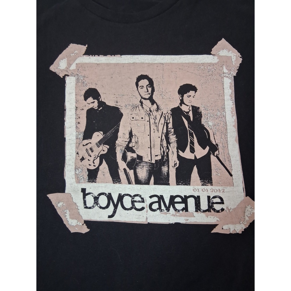 Boyce Avenue Band T-Shirt Black Graphic Tee 2012 Tour Concert Large - Picture 2 of 6